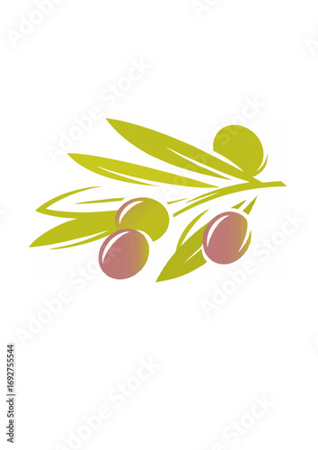Olive branch with green and black fruits.ai