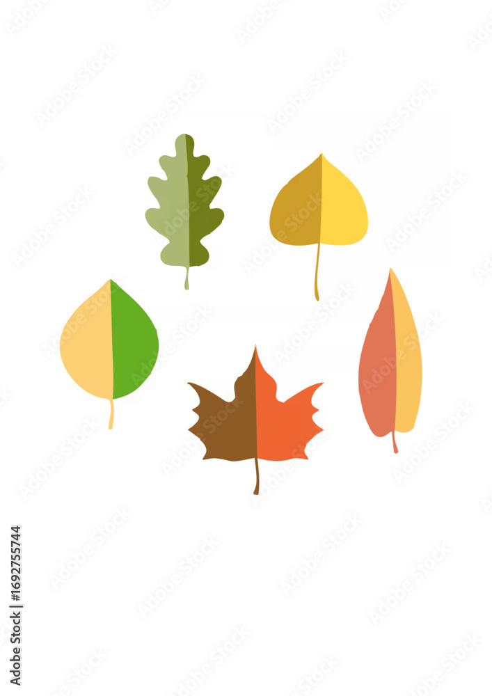 Naklejka premium Set of autumn leaves flat Vector.ai
