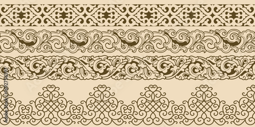 Border ornament Floral element embroidery arabesque ethnic geometric classic pattern 