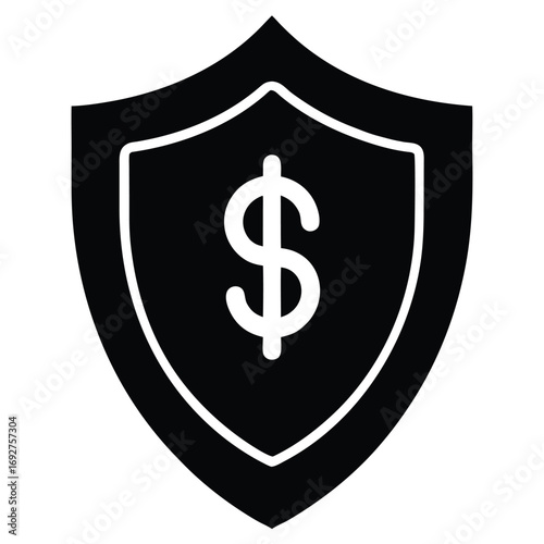 Free Download Shield with Dollar Sign Silhouette Vector Illustration - GFXLoad
