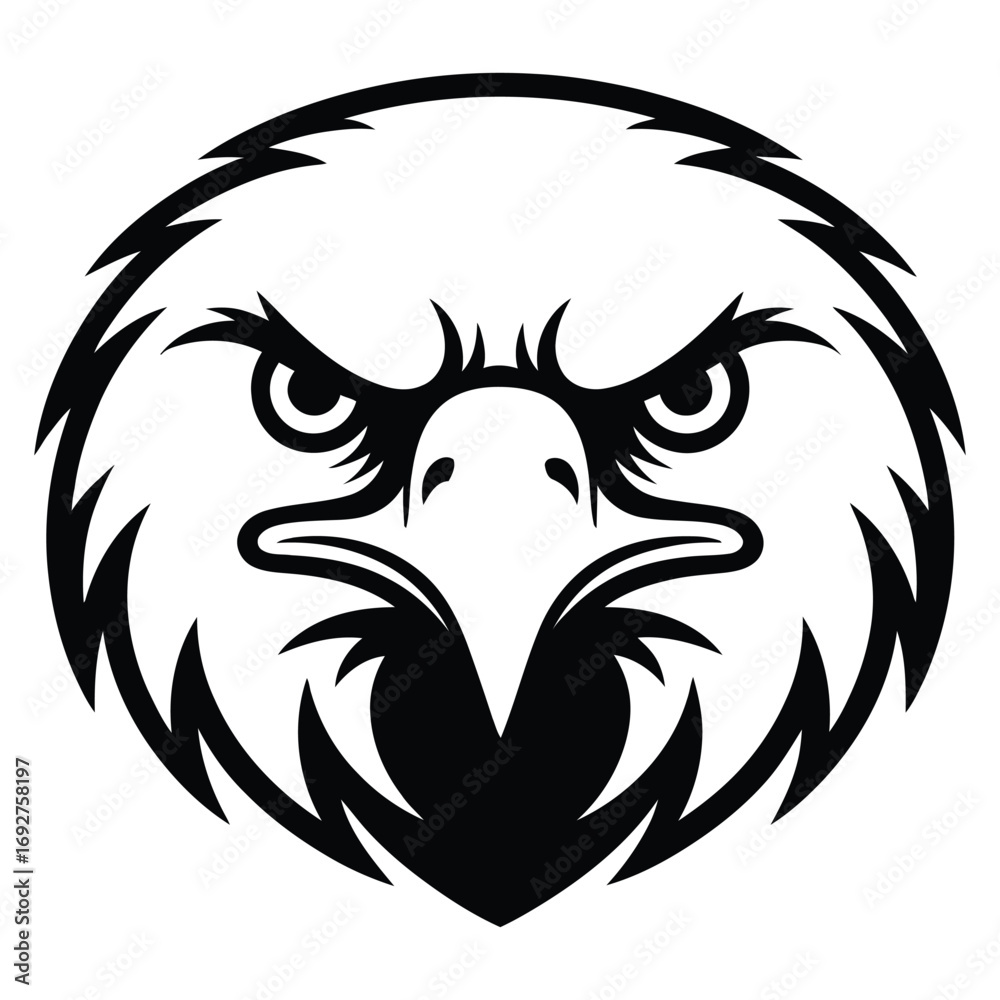Obraz premium Intense eagle head emblem black and white graphic design art