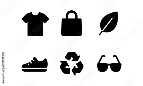 Minimalist icons: fashion, sustainability, and eco-friendly lifestyle symbols