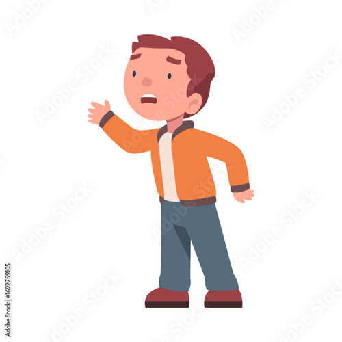 Lost Boy Child Standing in Unfamiliar Place Vector Illustration