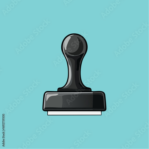 Hand drawn black paint stamp on bright blue bg.