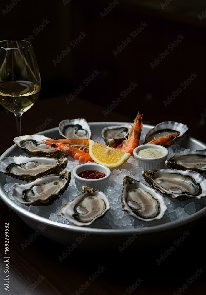 Fototapeta premium A cinematic shot of a seafood platter