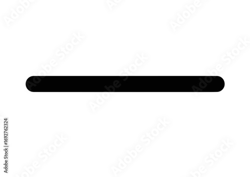 Minimalist black horizontal line with rounded ends, a simple dash or subtraction symbol icon isolated