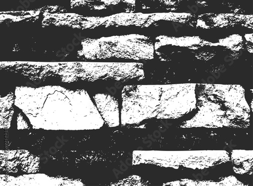 distressed brick wall texture, grunge black and white background, weathered stone wall pattern, old rustic masonry texture
