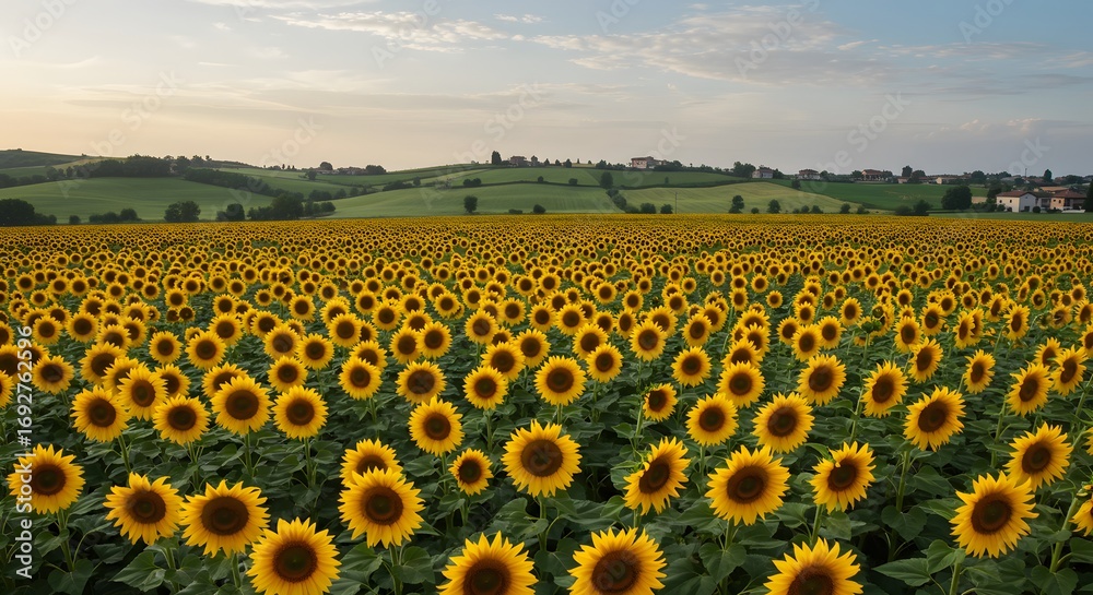 Obraz premium Sunflowers field landscape