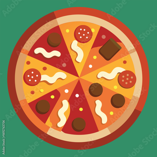 A pizza with various toppings
