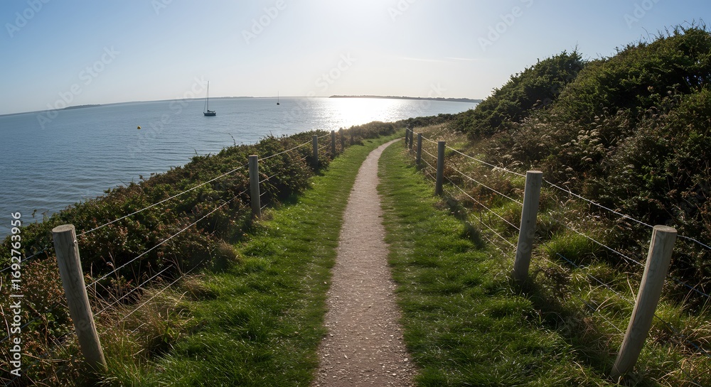 Fototapeta premium Coastal path under sunny sky