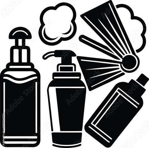 Spray Or Aerosol Collection Icon Set Silhouette Vector, illustration, element, isolated, transparent