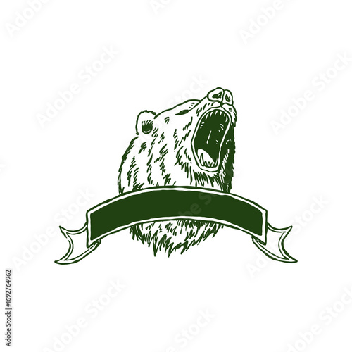 Retro vintage bear mascot vector illustration