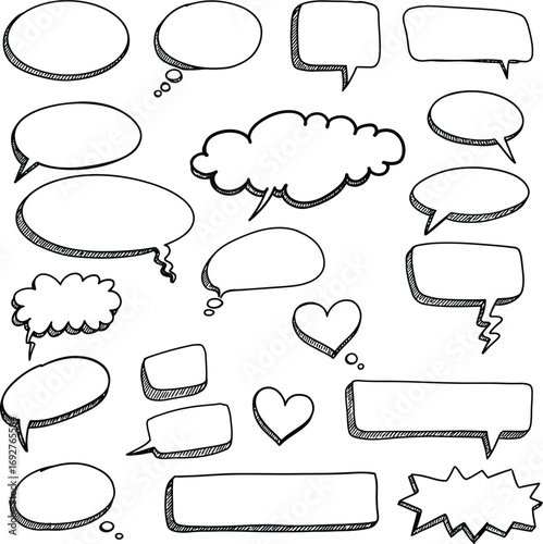 "Hand-Drawn Speech Bubbles and Comic Elements Collection"