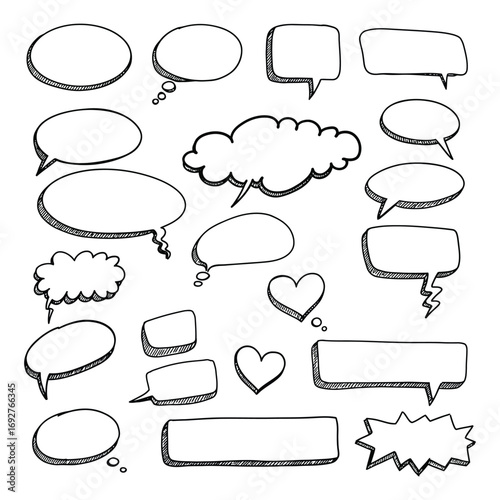 "Hand-Drawn Speech Bubbles and Comic Elements Collection"