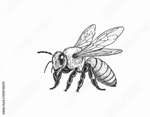 bee sitting hand drawn sketch insects vector illustration