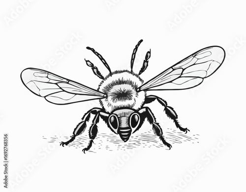 bee sitting hand drawn sketch insects vector illustration