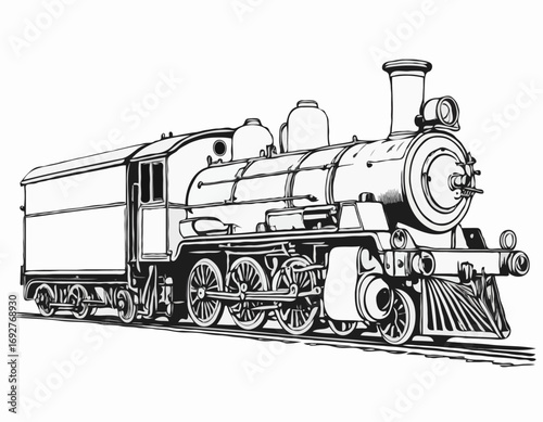Steam Locomotive hand drawn sketch Vector illustration Transport