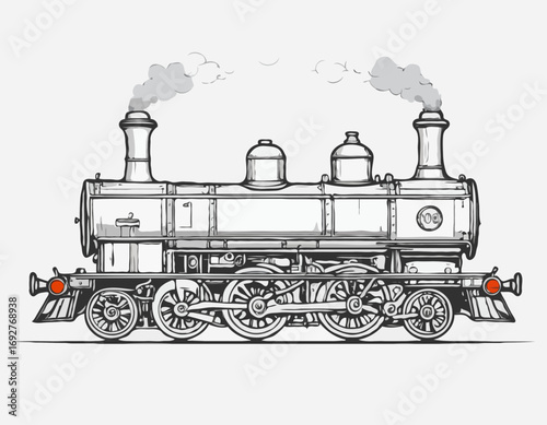 Steam Locomotive hand drawn sketch Vector illustration Transport