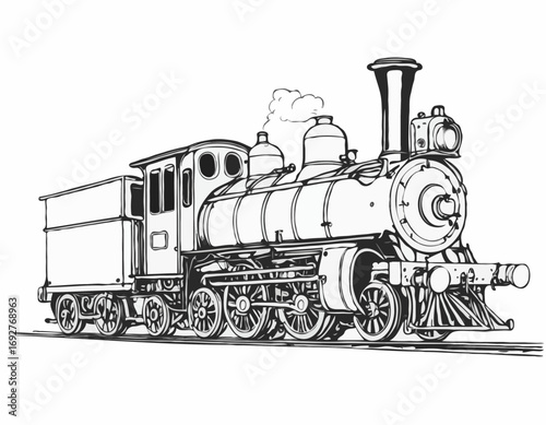 Steam Locomotive hand drawn sketch Vector illustration Transport