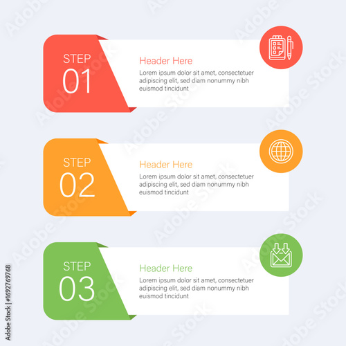 Three Step Process Infographic Template – Modern Workflow Diagram for Business, Education, and Marketing