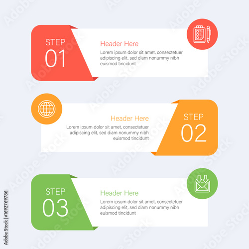 Three Step Process Infographic Template – Modern Workflow Diagram for Business, Education, and Marketing