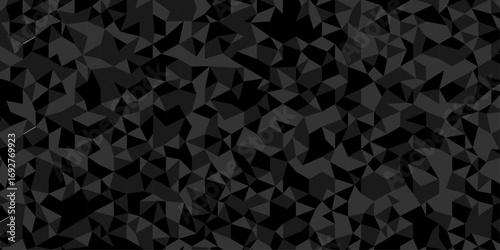 Abstract low polygon cubic black gray black vector poly triangle texture geometric pattern composed of triangular. geometric wall tile and metal cube background triangle wallpaper design.	