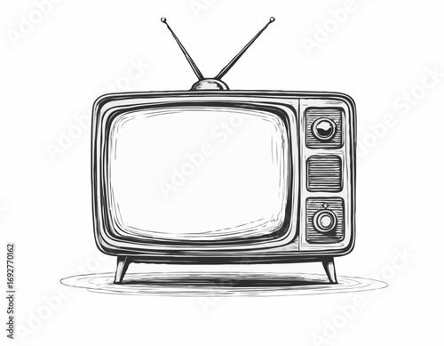 Vintage retro tv hand drawn sketch Vector illustration