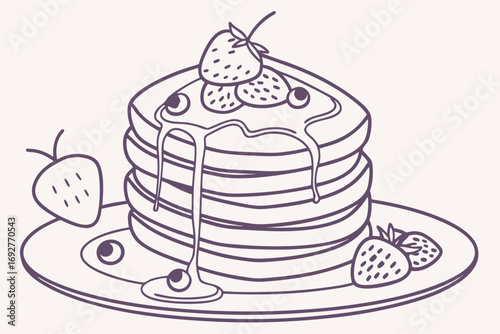 Flat design stack of pancakes with a syrup drip