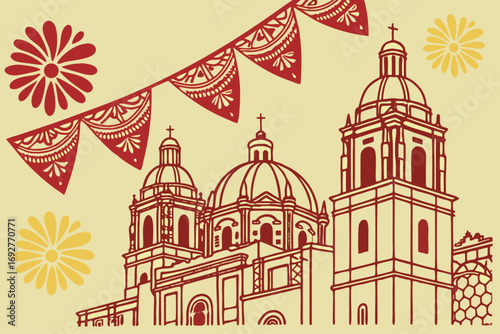 Elegant mexican independence day celebration design with patriotic colors