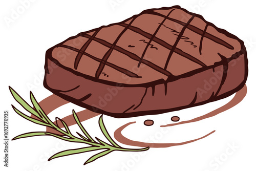 Minimalist steak with grill marks vector illustration