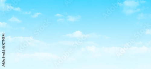 Blue sky with white fluffy cloud. Cumulus clouds background. Cloudscape morning sky. The concepts of freedom of life, never give up and positive though energy.