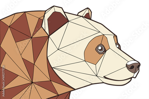 Geometric bear face low poly art abstract animal design