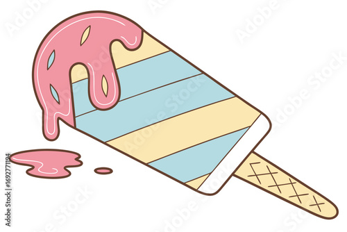 Simple ice cream popsicle with a bite mark vector illustration