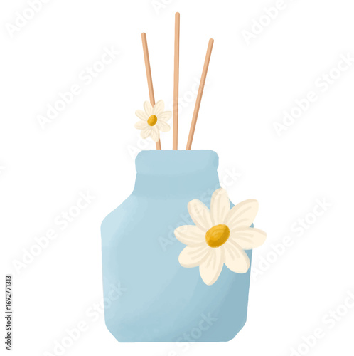 Light Blue Diffuser with Daisies A Relaxing Home Fragrance