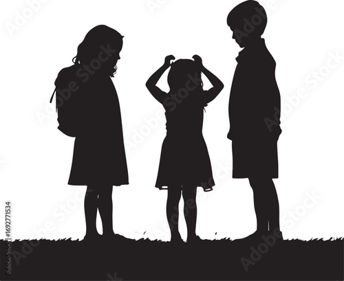 Childhood Journey Young Silhouettes Gather