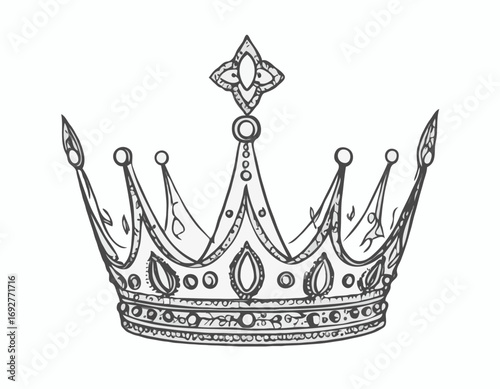 Diadem crown queen sketch hand drawn vintage Vector illustration.
