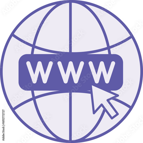 Colored Internet Icon. Vector Illustration. Communication Network. Worldwide System of United Computer Networks for Storage and Transmission of Information. Information Technology Concept