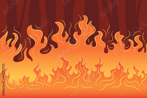 Vector illustration of a fire devouring a forest