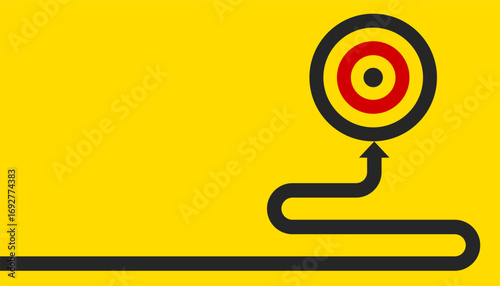 Continuous one line drawing directed into achievement target, problem solving concept, trouble solution, symbol of ambition, business opportunity and their implementation achievements