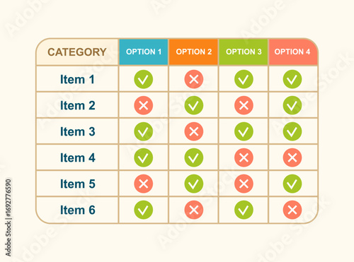 Comparison grid infographic template