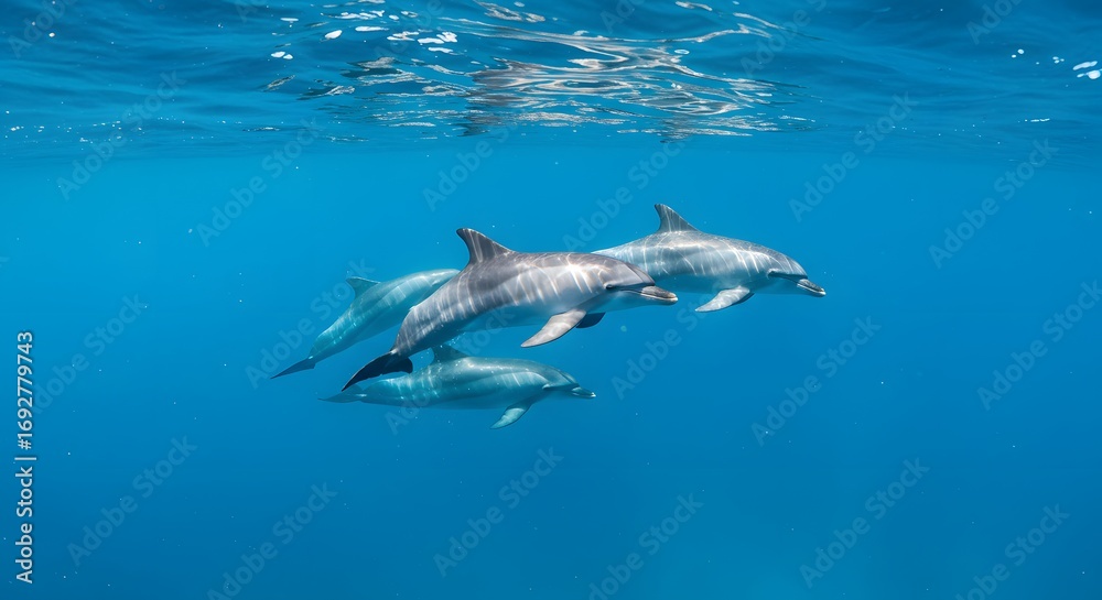 Fototapeta premium Dolphins swimming underwater