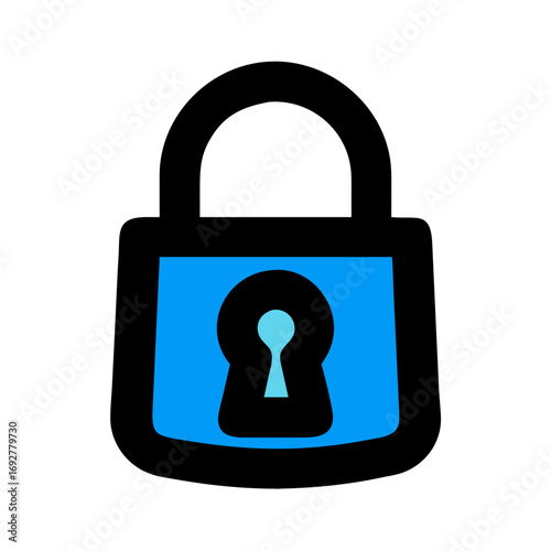 old Padlock Security Icon with Blue Accent – Cyber Protection Vector Illustration