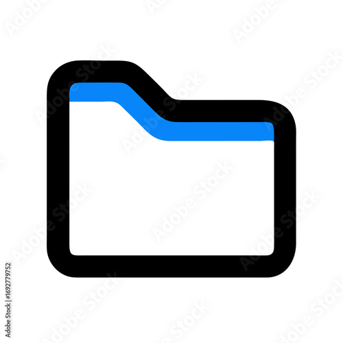 Bold Folder Icon with Blue Accent – File Management Vector Illustration