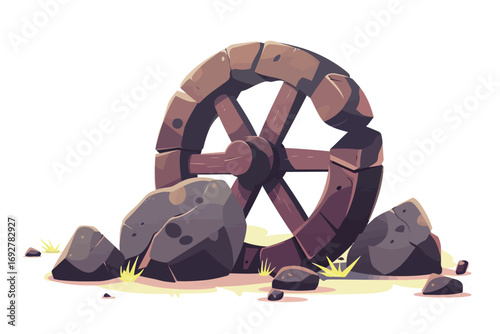 stone wheel isolated illustration