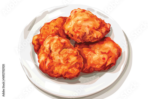 Top view of fried meat cutlet isolated illustration