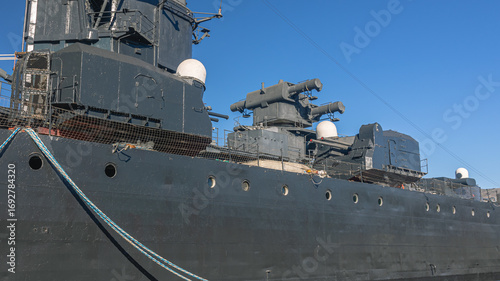 Fotografi The deck of a battlecruiser with guns