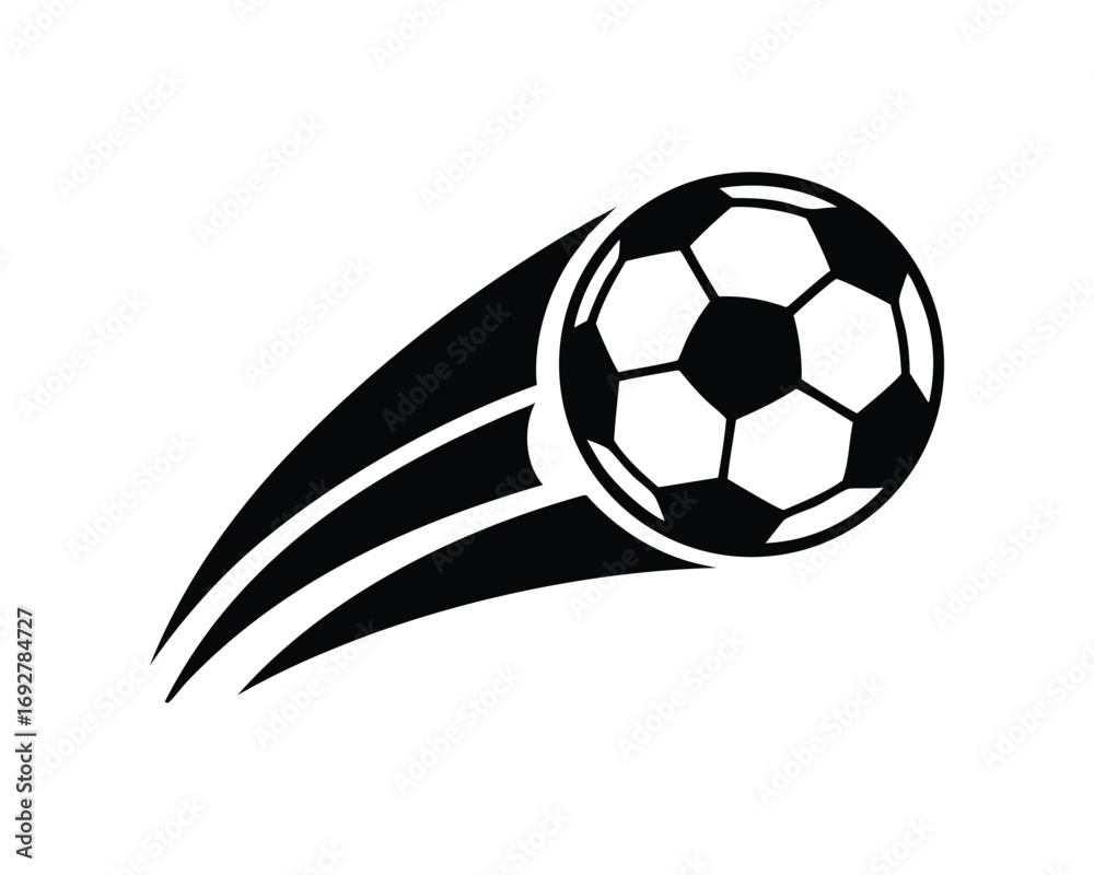 Fototapeta premium soccer ball flying in curved motion isolated on white background