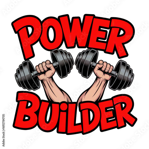 Power Builder Fitness Dumbbell Workout Motivation PNG Artwork
