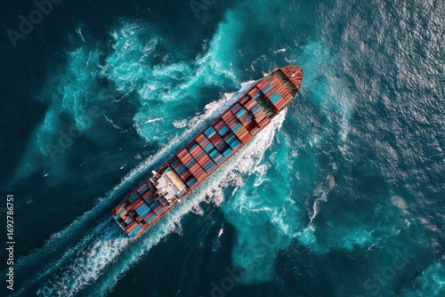 Cargo ship sailing on rough seas