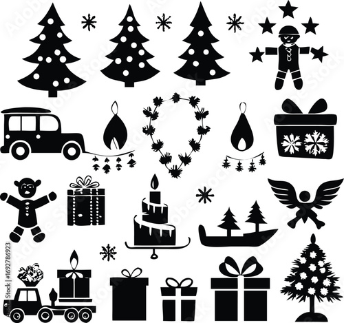 Christmas icons File, Christmas gift box icons, Christmas bells File ,Christmas Icons Sheet 